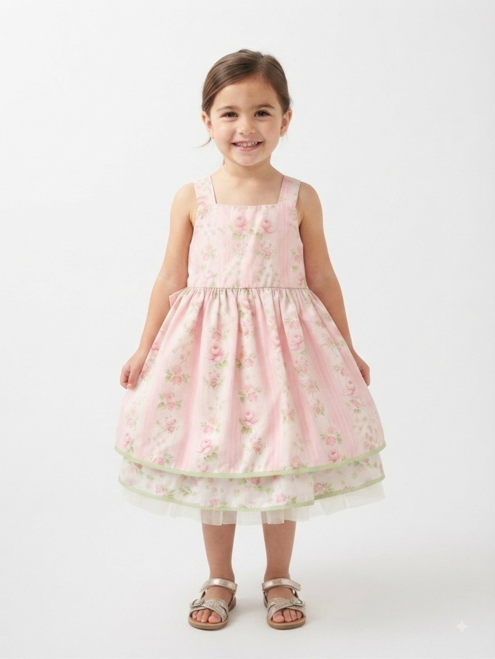 Laura Ashley London Vintage Pink Rose Floral Tiered Dress Size 4
